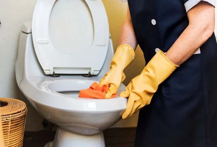 membersihkan toilet kamar mandi
