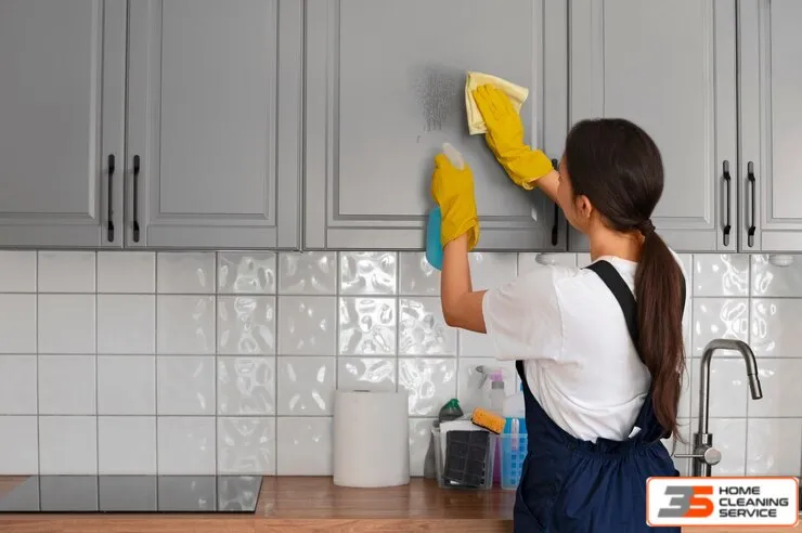 Membersihkan Dapur di Rumah